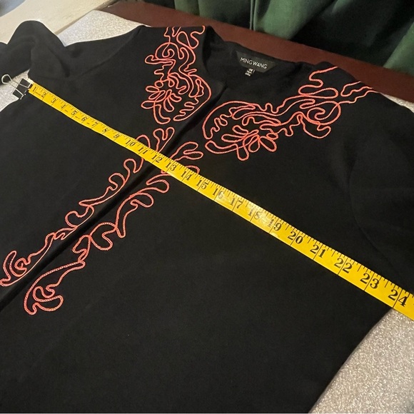 Ming Wang Womens 1x Black Coral Blazer Cardigan Sweater 3/4 Sleeve Open Front - Picture 10 of 12